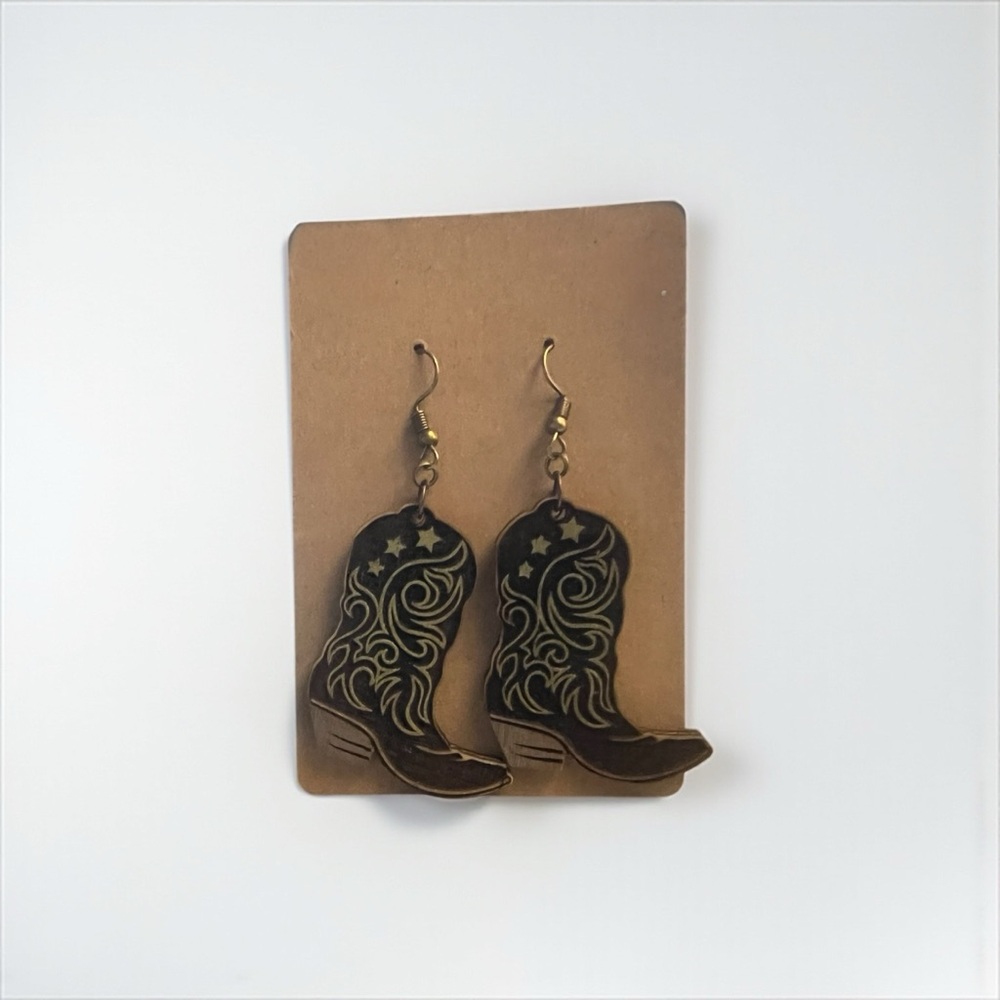 Cowboy Boot Earrings with Star Design